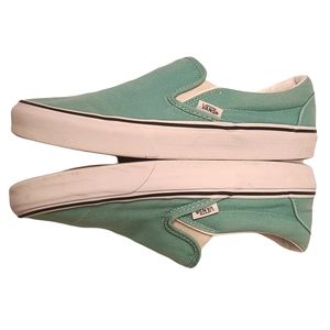 Vans Neptune Green & White Classic Slip-on - Women's Size 8 / Men's Size 6.5